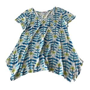 Fresh Produce Aqua and Lime Green Tunic Top